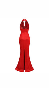 DUA RED SATIN MAXI DRESS