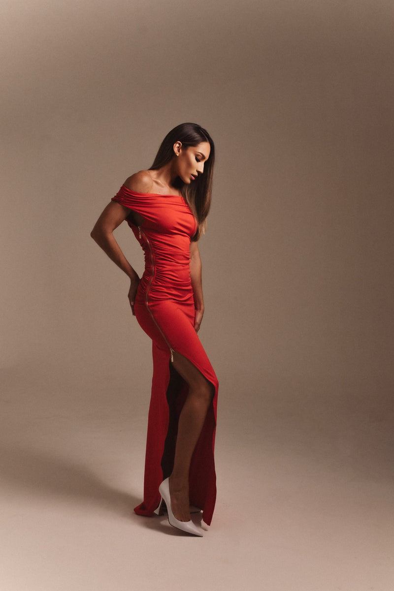 DION RED MAXI DRESS